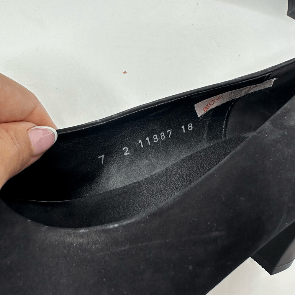 ARCHE Black Nubuck Leather Pumps comfort square toe womens size US 9 - Picture 5 of 8